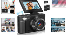 Load image into Gallery viewer, 4K Vlogging Camera with 64MP, 180° Flip Screen &amp; 18X Zoom - Perfect for Travel