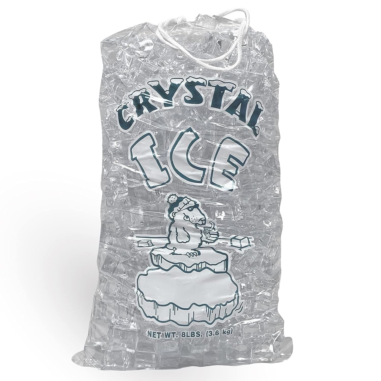 Eco-Friendly 8 lb. Clear Ice Storage Bags - 500 Count with Cotton Drawstring