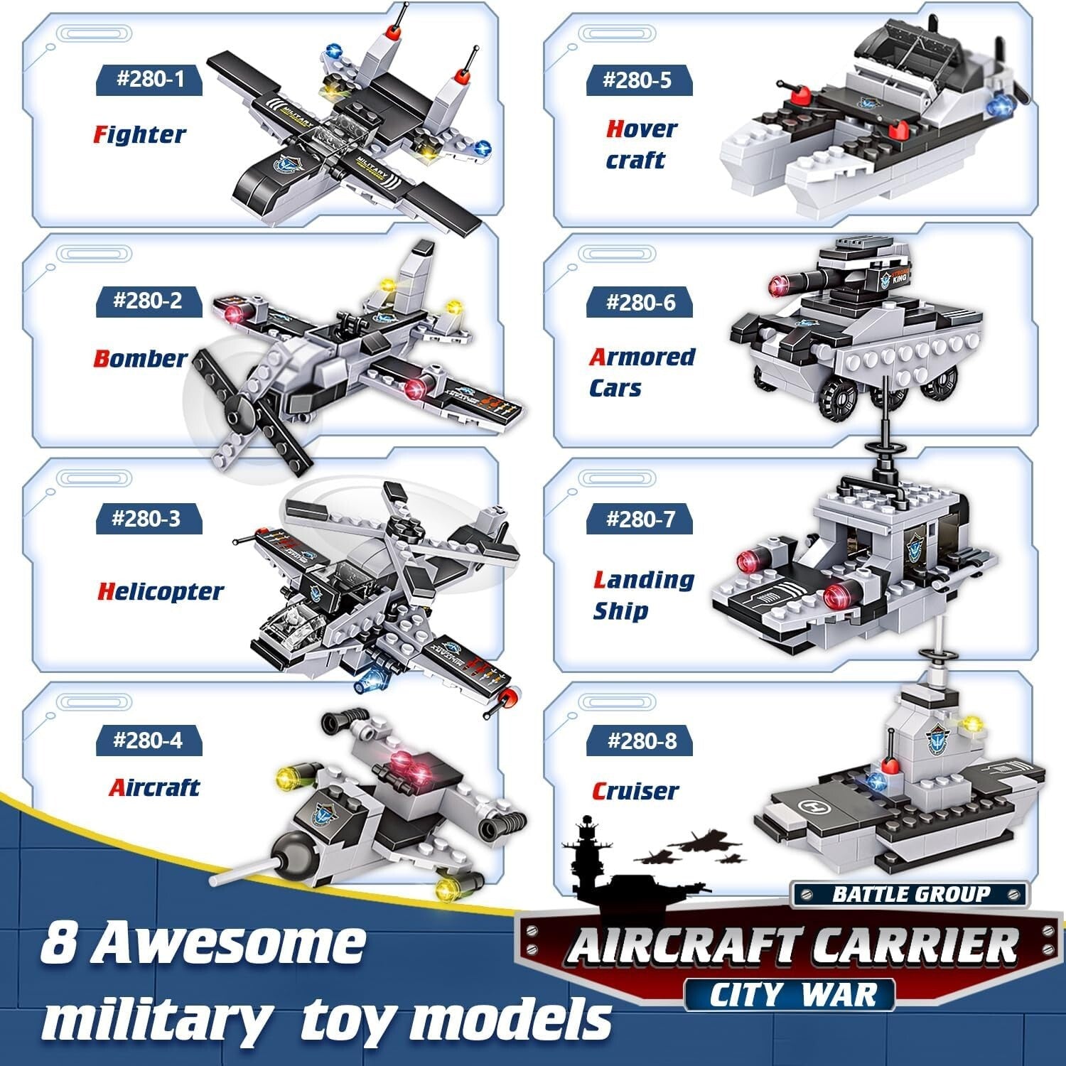 1320-Piece Aircraft Carrier Building Blocks Set - Military Adventure for Kids