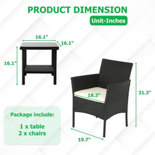 Load image into Gallery viewer, Comfortable Patio Wicker Chair Set with Glass Coffee Table for Yard Bliss