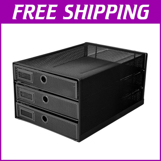 Compact 3-Drawer Letter Tray for Stylish Organization of Documents and Magazines