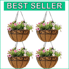 Load image into Gallery viewer, Stylish Set of 4 14" Hanging Planters with Coco Fiber - Ideal for Outdoors