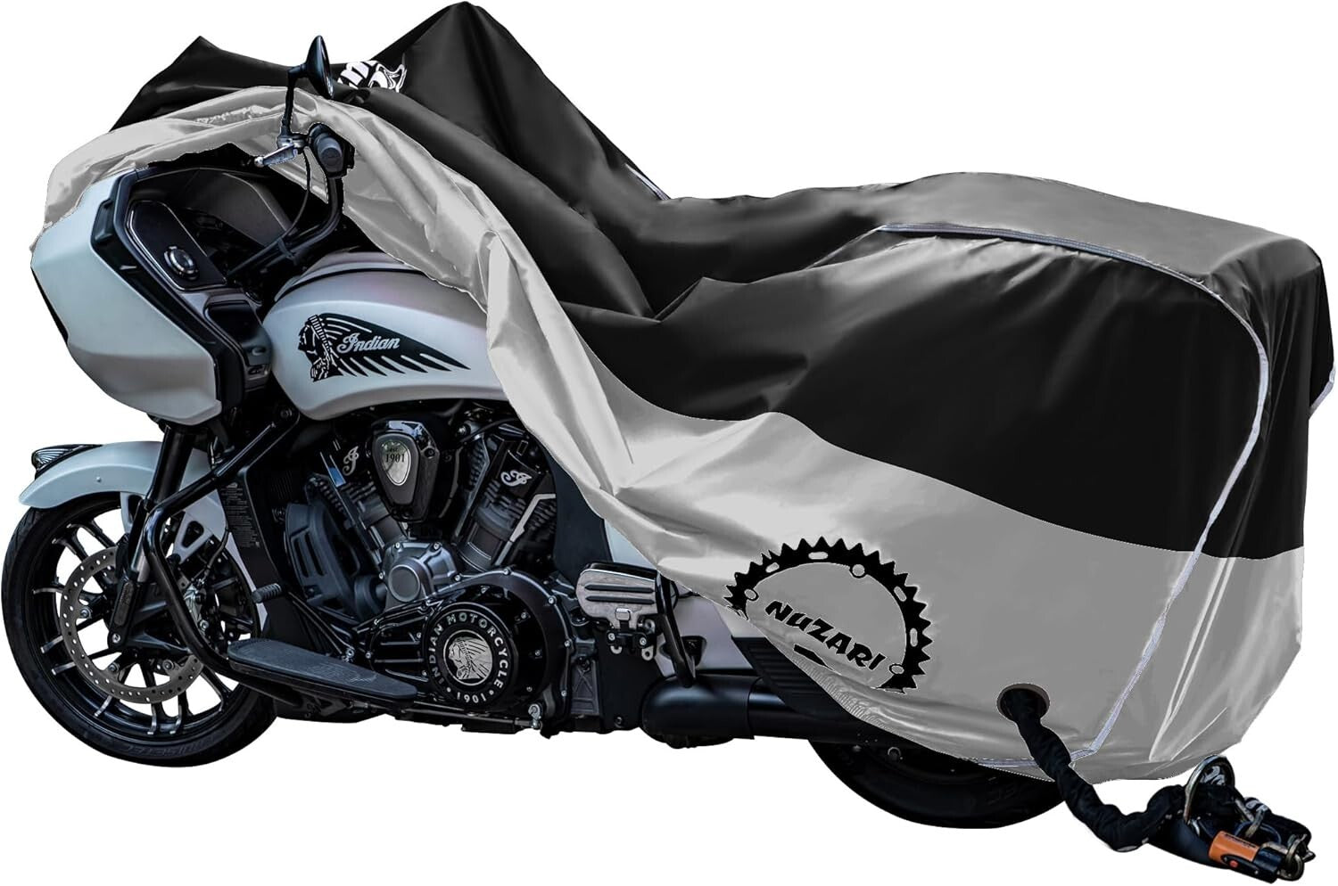 Breathable Extra Large Motorcycle Cover with Lockable Grommets and Luggage Strap