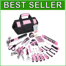 Load image into Gallery viewer, Stylish 220-Piece Pink Tool Set with 12-Inch Organizer Bag for DIY Enthusiasts
