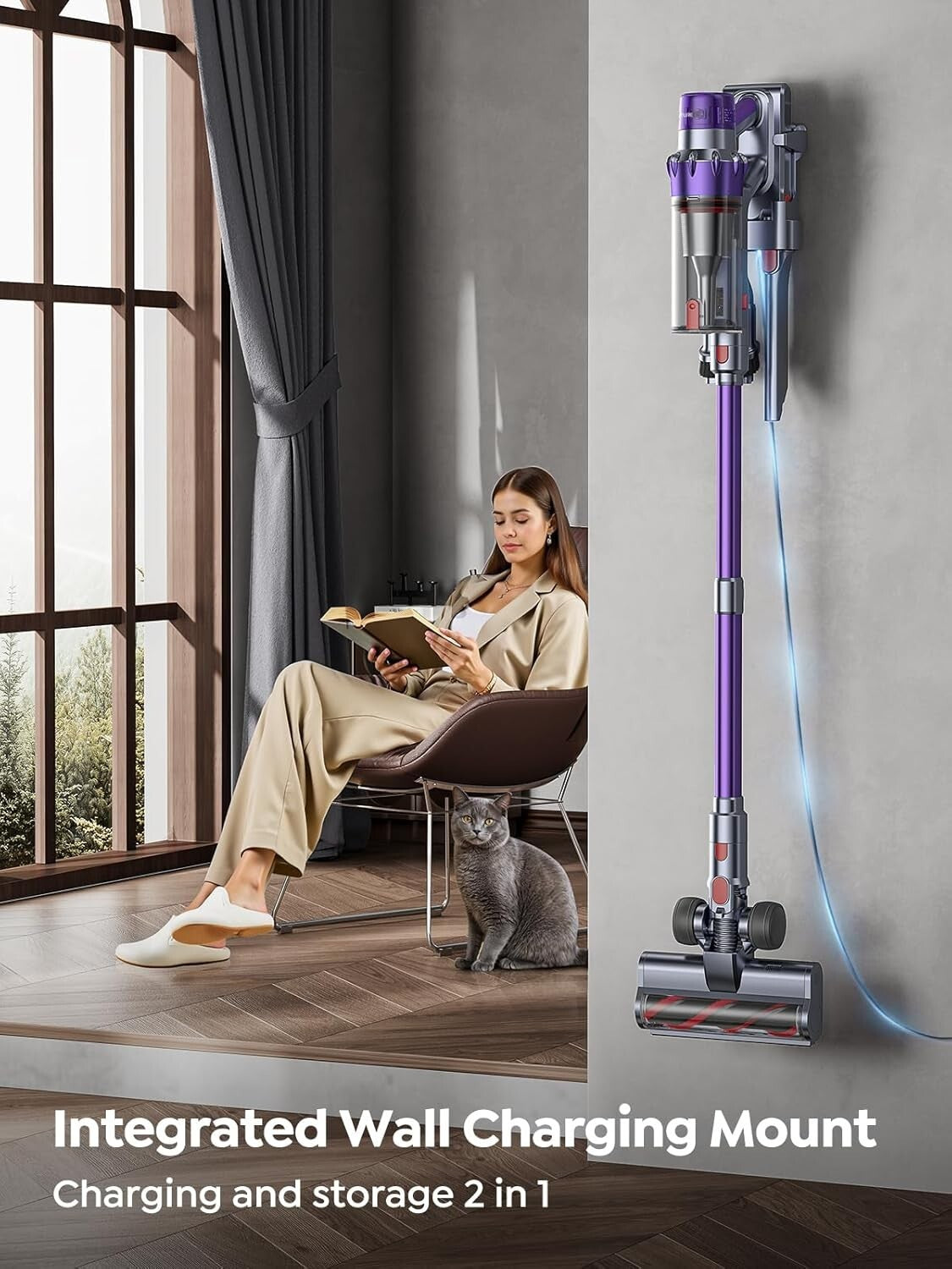 Smart Cordless Vacuum with 45KPA Suction, Auto Mode & 60 Mins Runtime for Homes