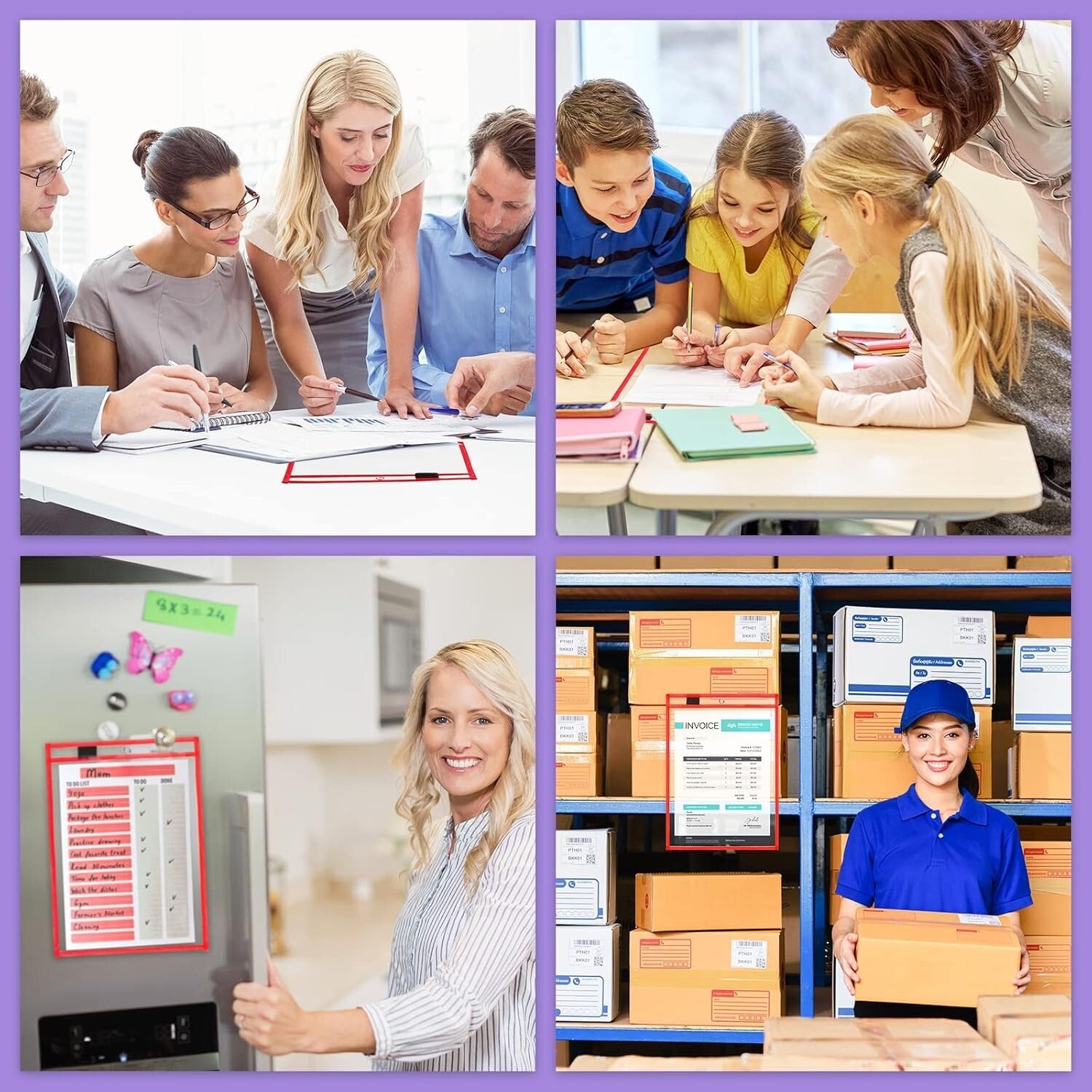 50 Clear Dry Erase Pockets - 14x10 Inch Ticket Holders for Classroom & Shop Use