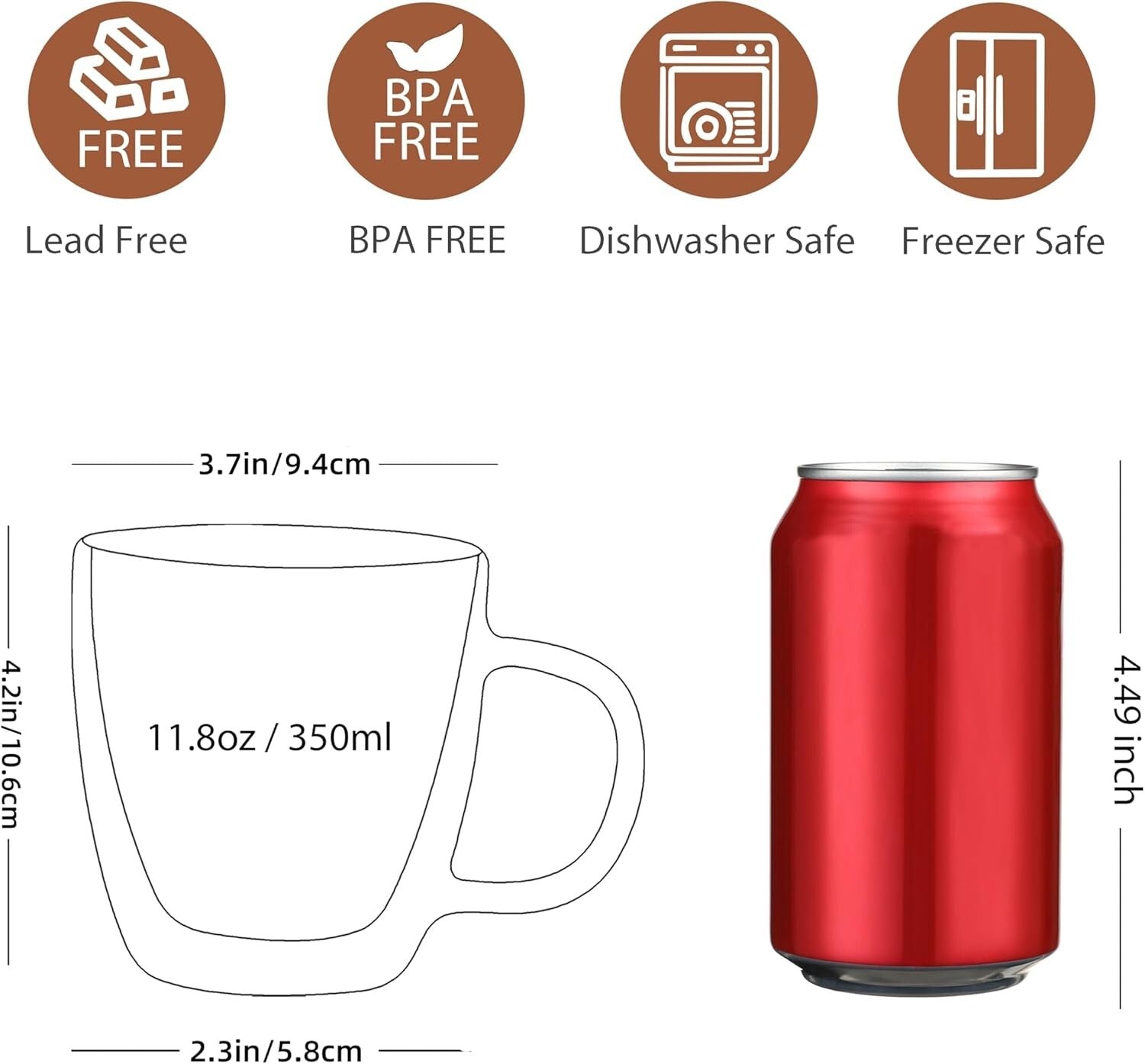 Chic 12oz Double-Walled Glass Mugs for Hot Beverages - 4-Pack Gift Ready