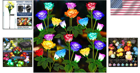 Remote Controlled Solar Rose Lights - 7 Colors for Magical Garden Illumination