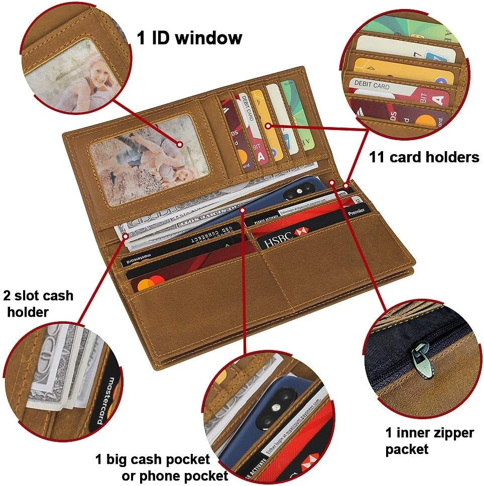 Luxury Engraved Long Wallet for Men - Personalized Gifts for Fathers and Sons