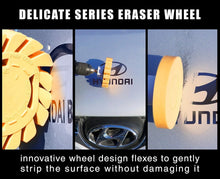 Load image into Gallery viewer, 4-Inch Rubber Eraser Wheel - Medium Grit Decal Remover Pad with Drill Adapter