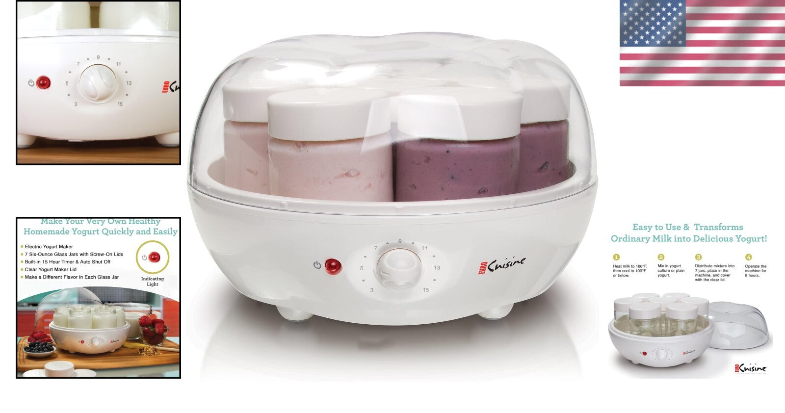 YM100 Automatic Yogurt Maker with Timer & 7 Glass Jars - Gut Health Booster