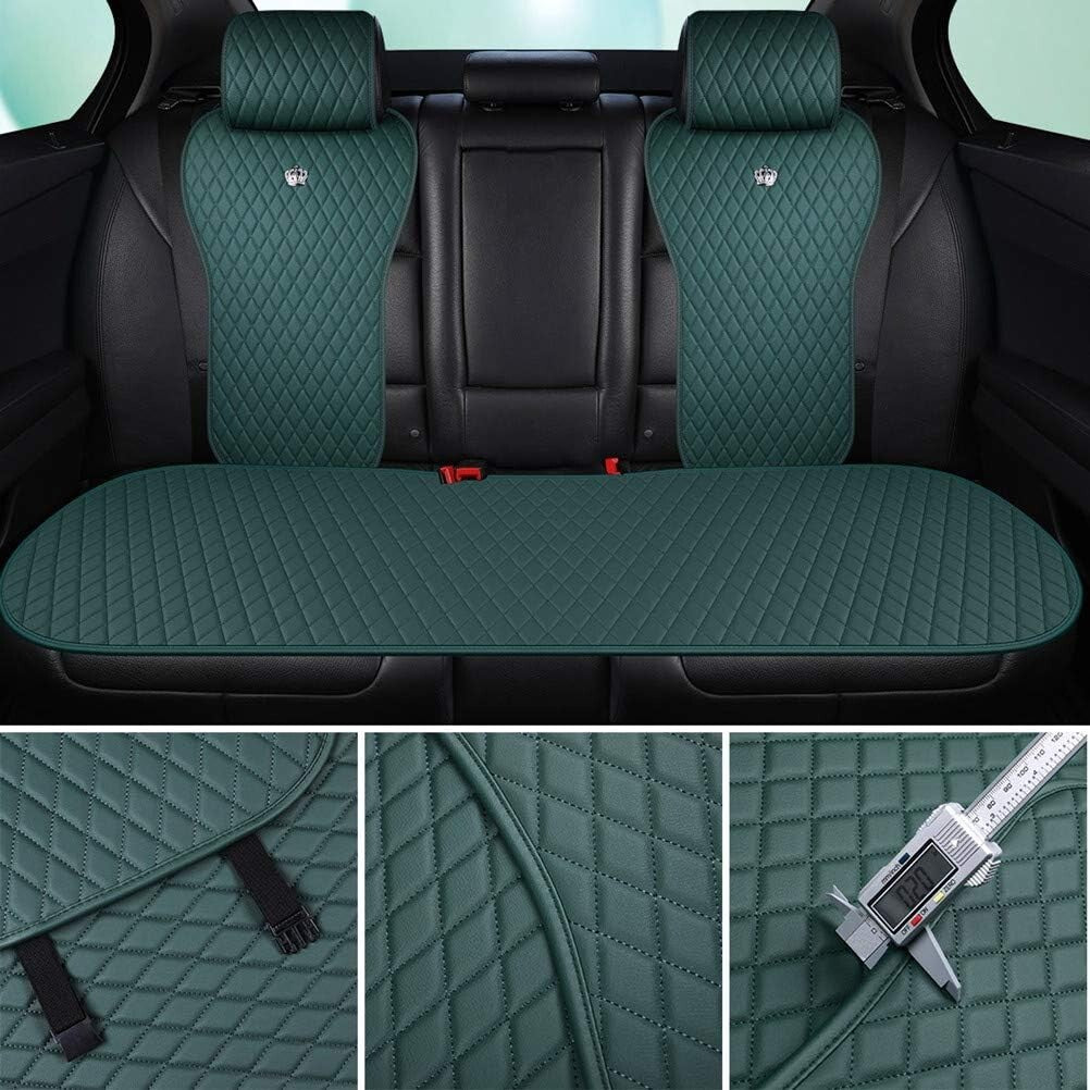 Durable 11-Piece Leather Car Seat Covers with Crown Design - A-Army Green