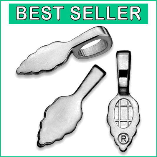 50 Large Silver Plated Glue-On Bails with Oak Leaf Design for Jewelry Crafting