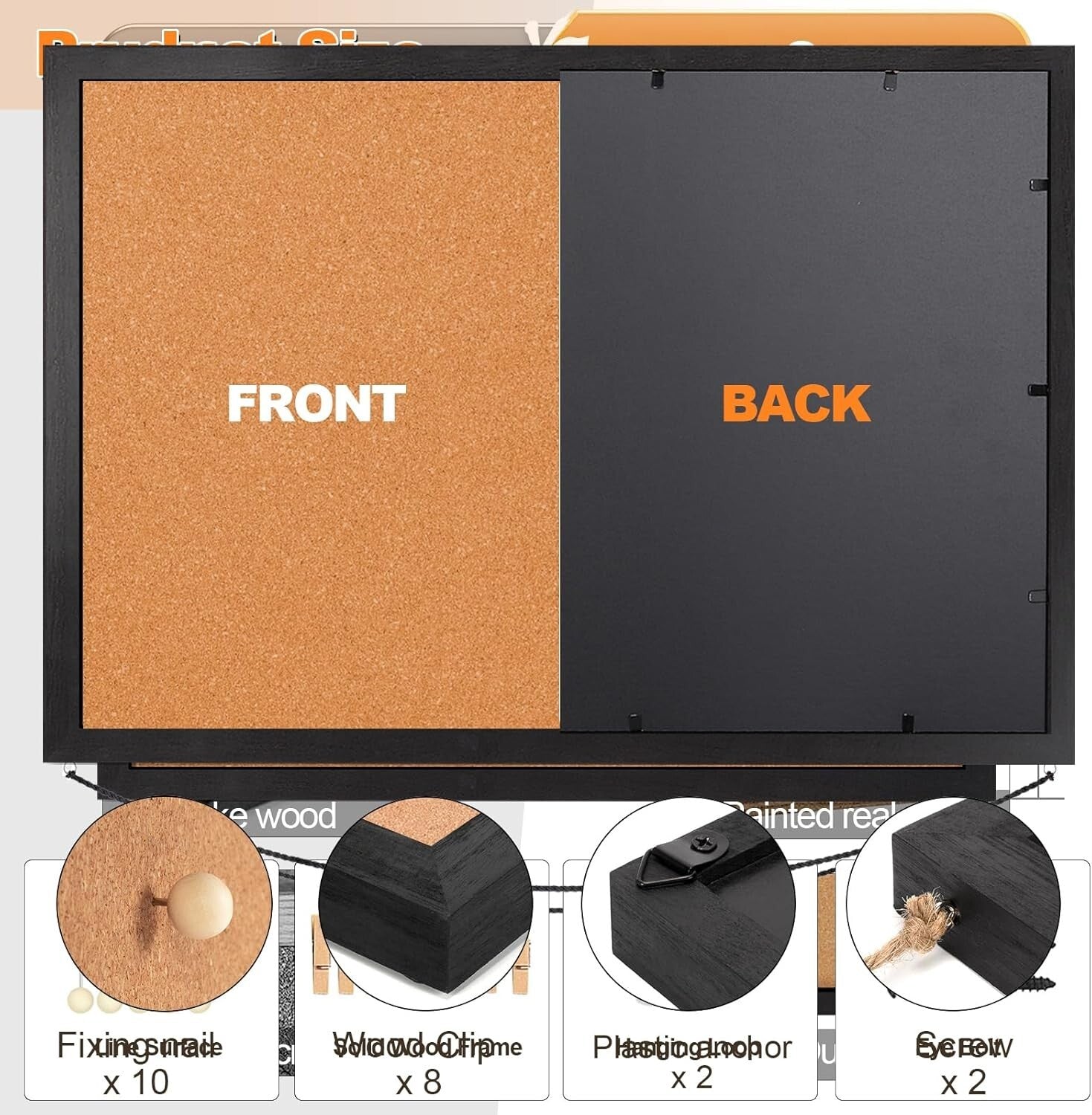 Elegant 23x18 Wooden Frame Cork Board Bulletin Board for Stylish Wall Decor