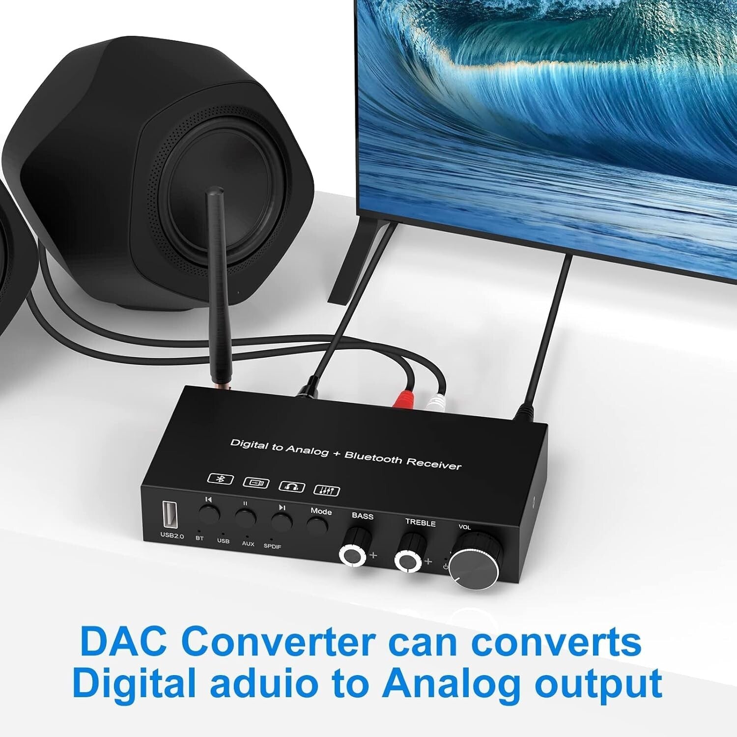 Digital to Analog Converter with Bluetooth & USB - 192KHz High-Res Audio Device