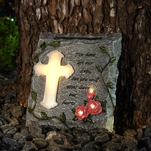 Load image into Gallery viewer, Elegant Solar-Powered Memorial Stepping Stone with Cross and Floral Carvings