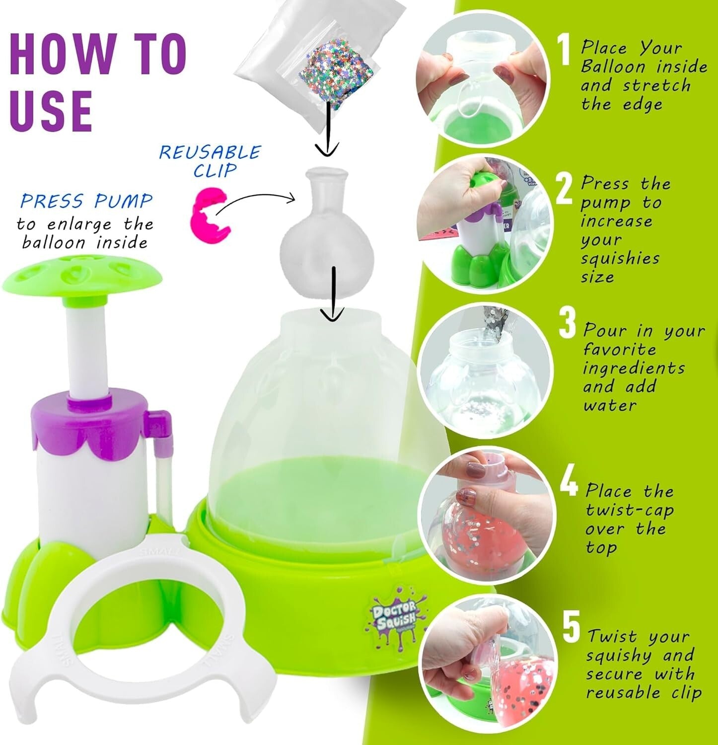 Customizable Squishy Maker Station with Glitter, Confetti & Reusable Clips