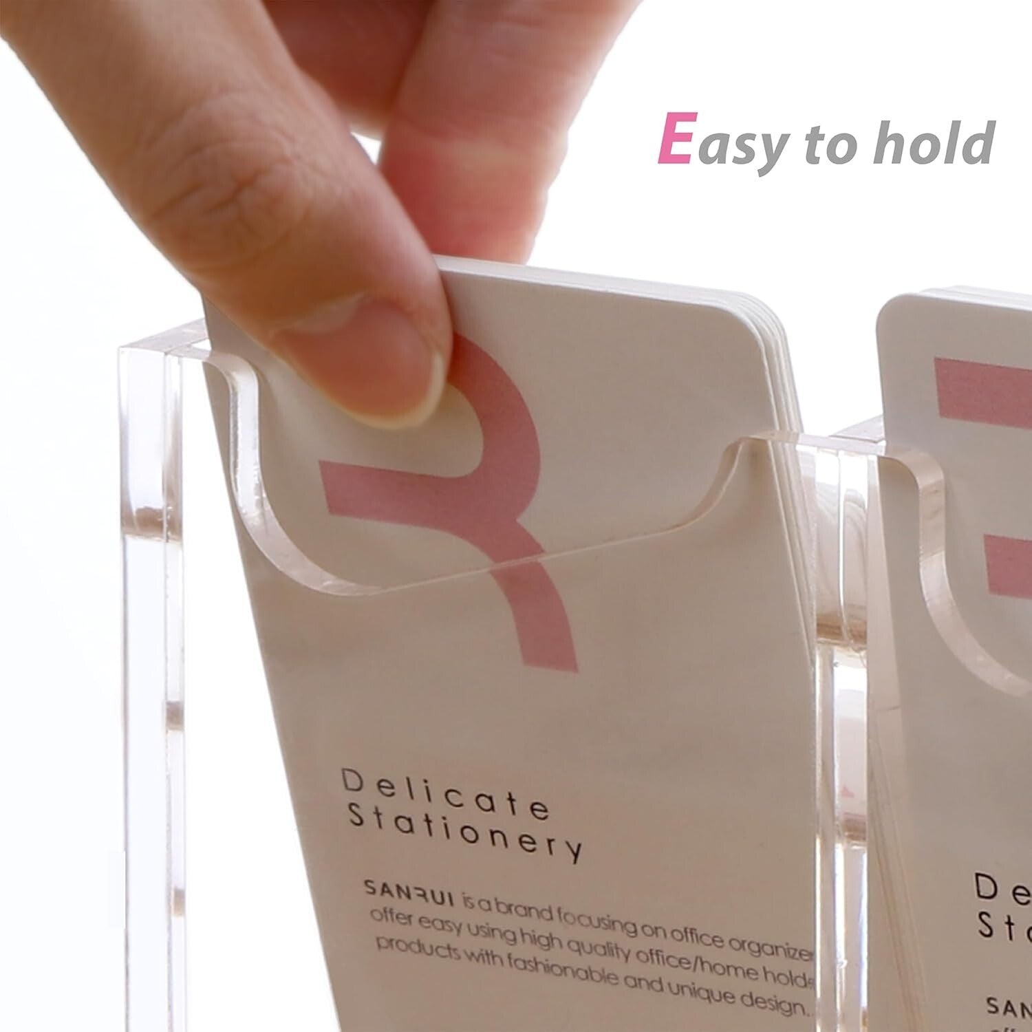 Acrylic Business Card Holder - 16 Slots Clear Desk Organizer for Professionals