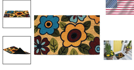 Colorful Vinyl-Backed Coir Doormat for High Traffic - Indoor/Outdoor Use 18x30