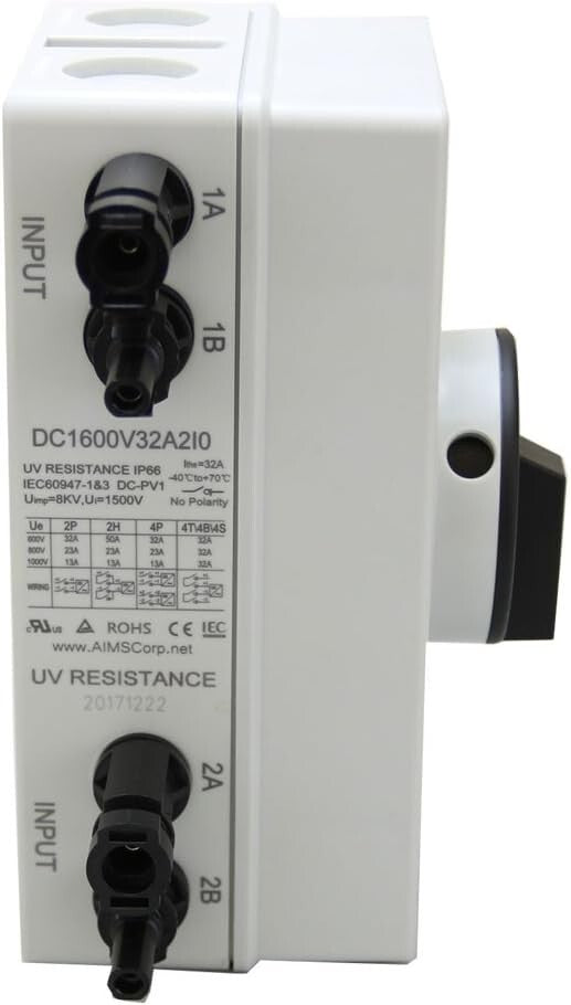1000V 64A Solar Quick Disconnect Switch - MC4 Compatible, Waterproof Design