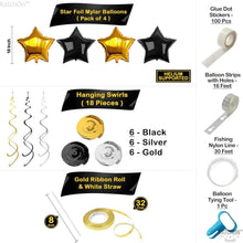 Load image into Gallery viewer, Reusable 2023 Graduation Balloon Arch Kit - Gold &amp; Black Decorations Pack of 115