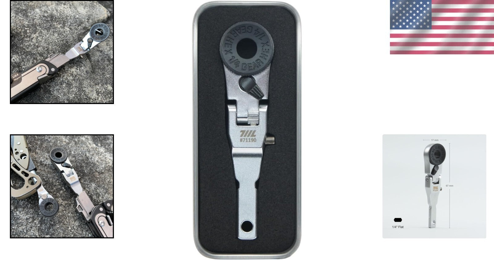 Flat End Flex Head EDC Ratchet Wrench for Leatherman Multitools - Compact Design