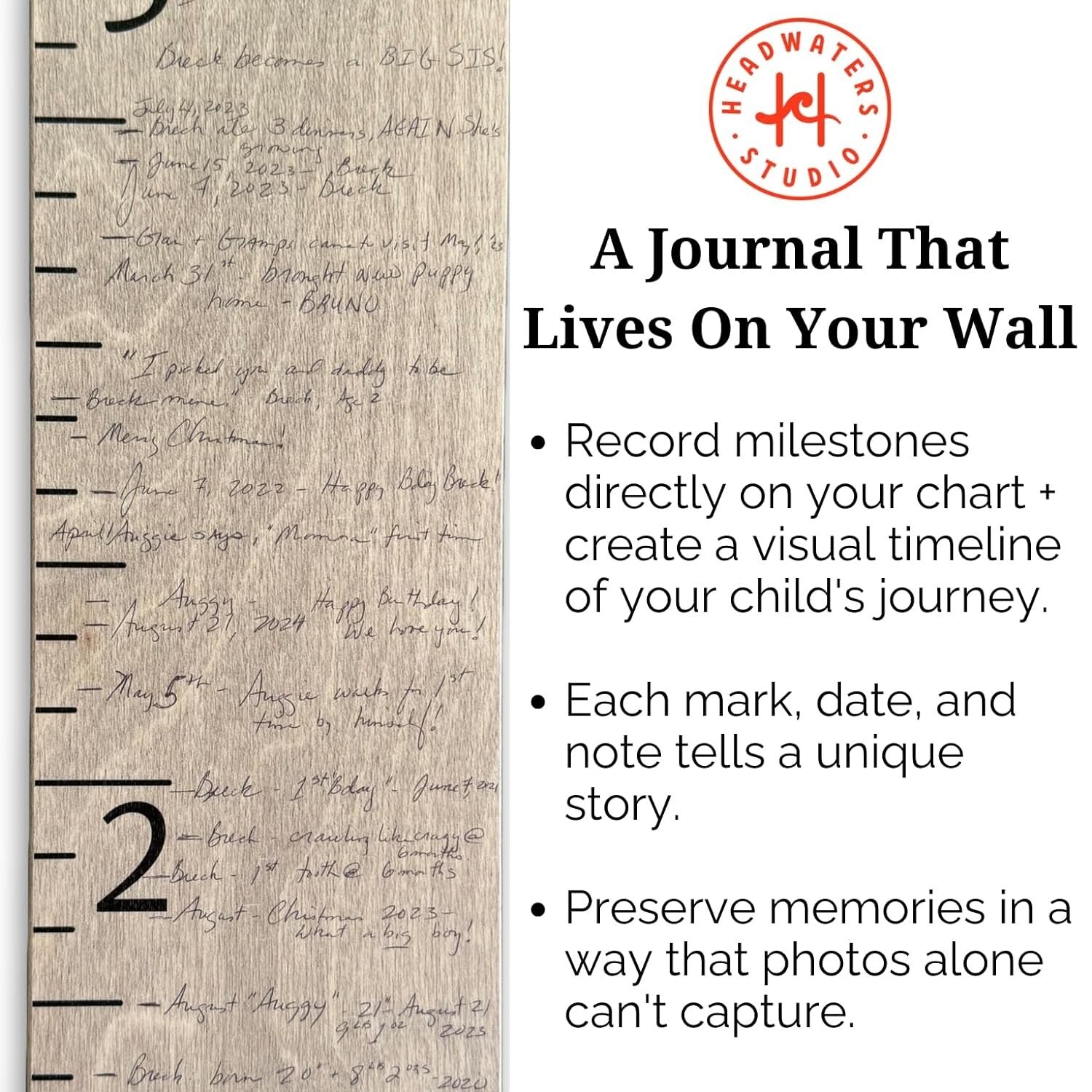 Durable 63" Wooden Growth Chart for Kids – Rustic Height Measurement Chart