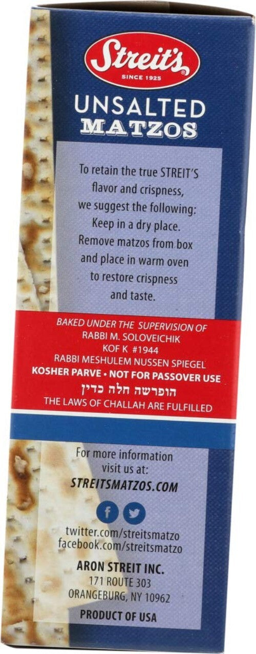 Delicious Thin Crispy Unsalted Matzo, 11 Oz (12 Pack) - Healthy Snacking