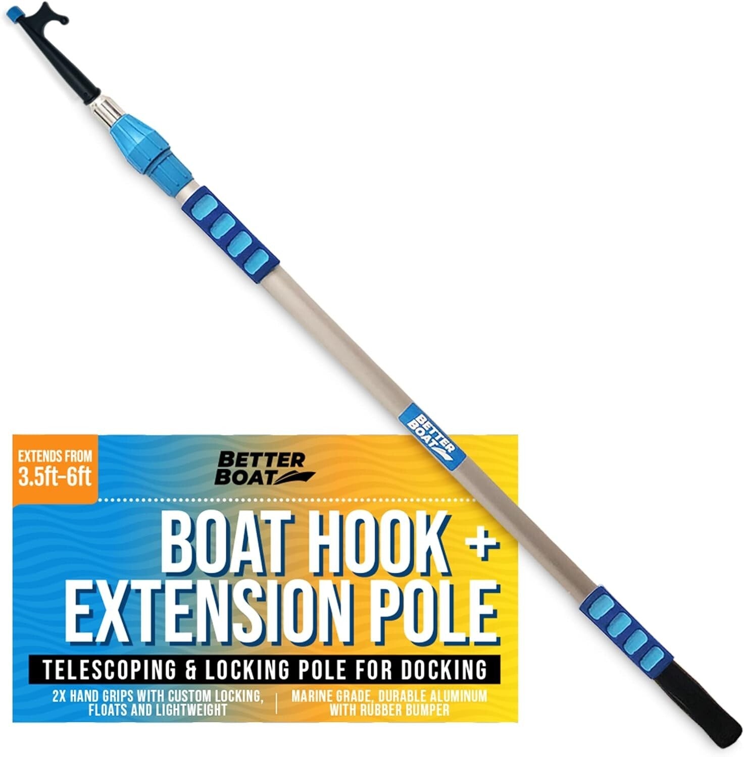 Versatile Marine Docking Stick with Rubber Bumper - Telescoping Pole Included
