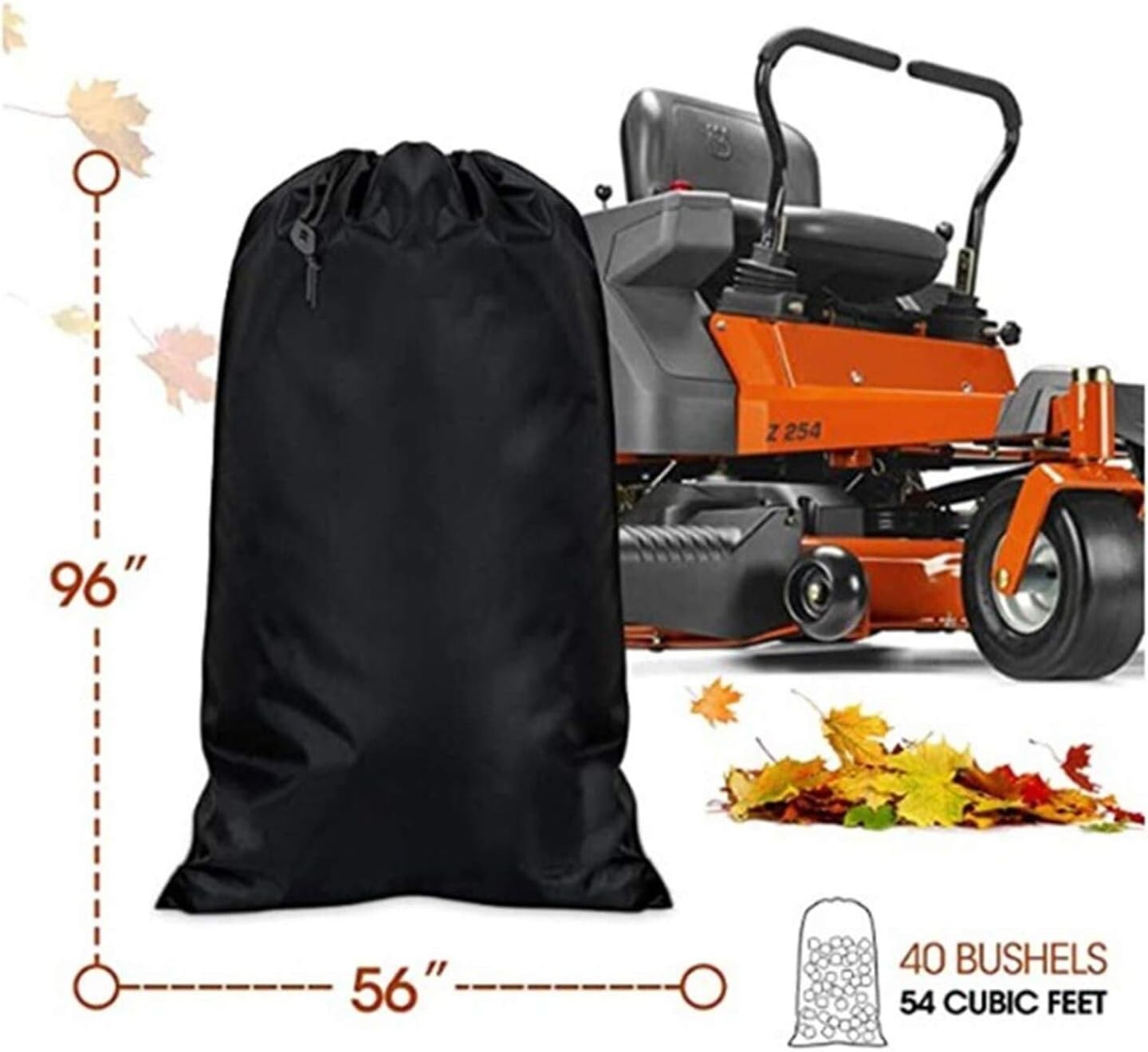 Durable Lawn Tractor Leaf Catcher Bag - 54 Cubic Feet with Secure Drawstring