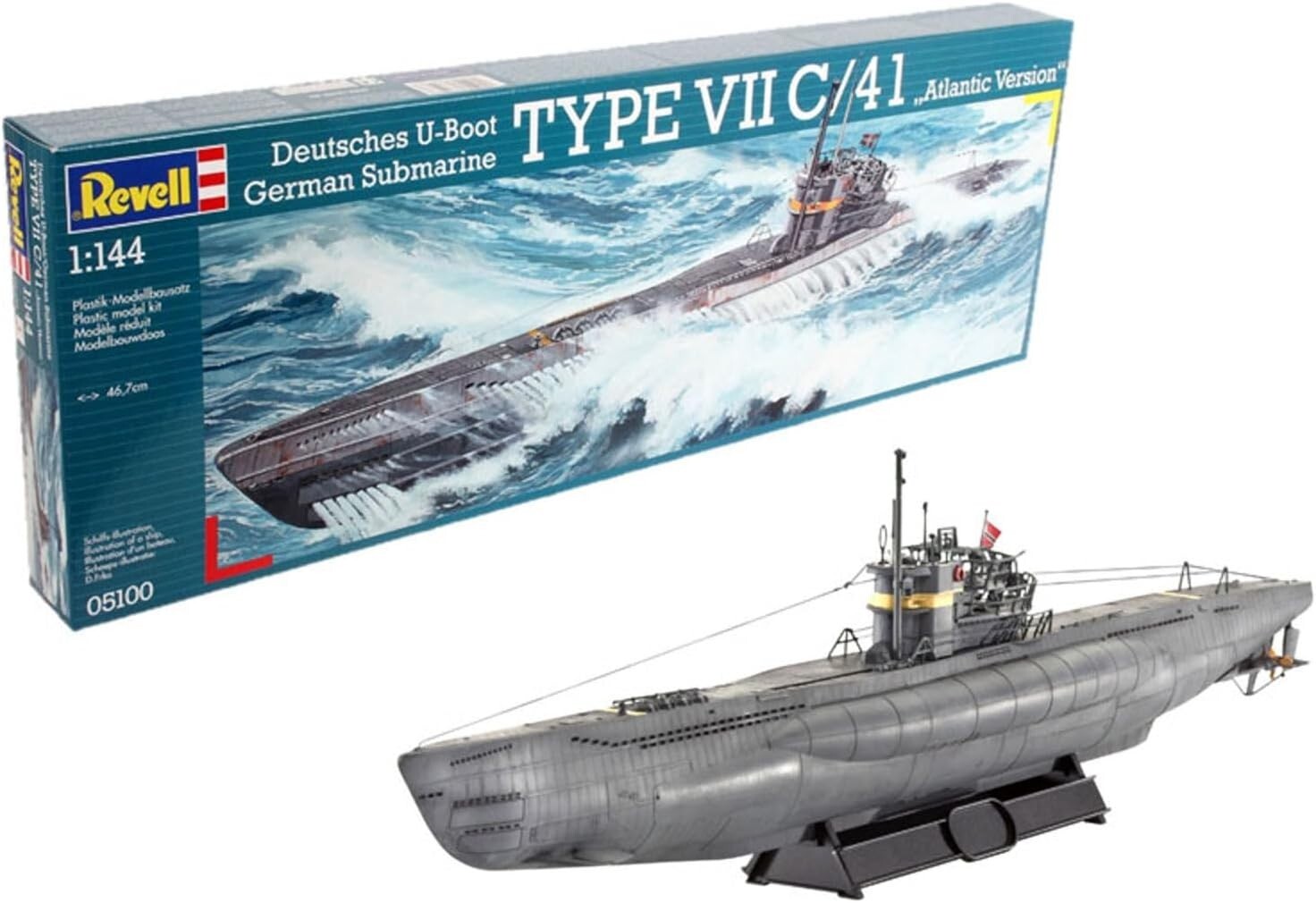 Classic U-Boat Typ VIIC/41 Model Kit with 3 Boat Decals & Display Stand