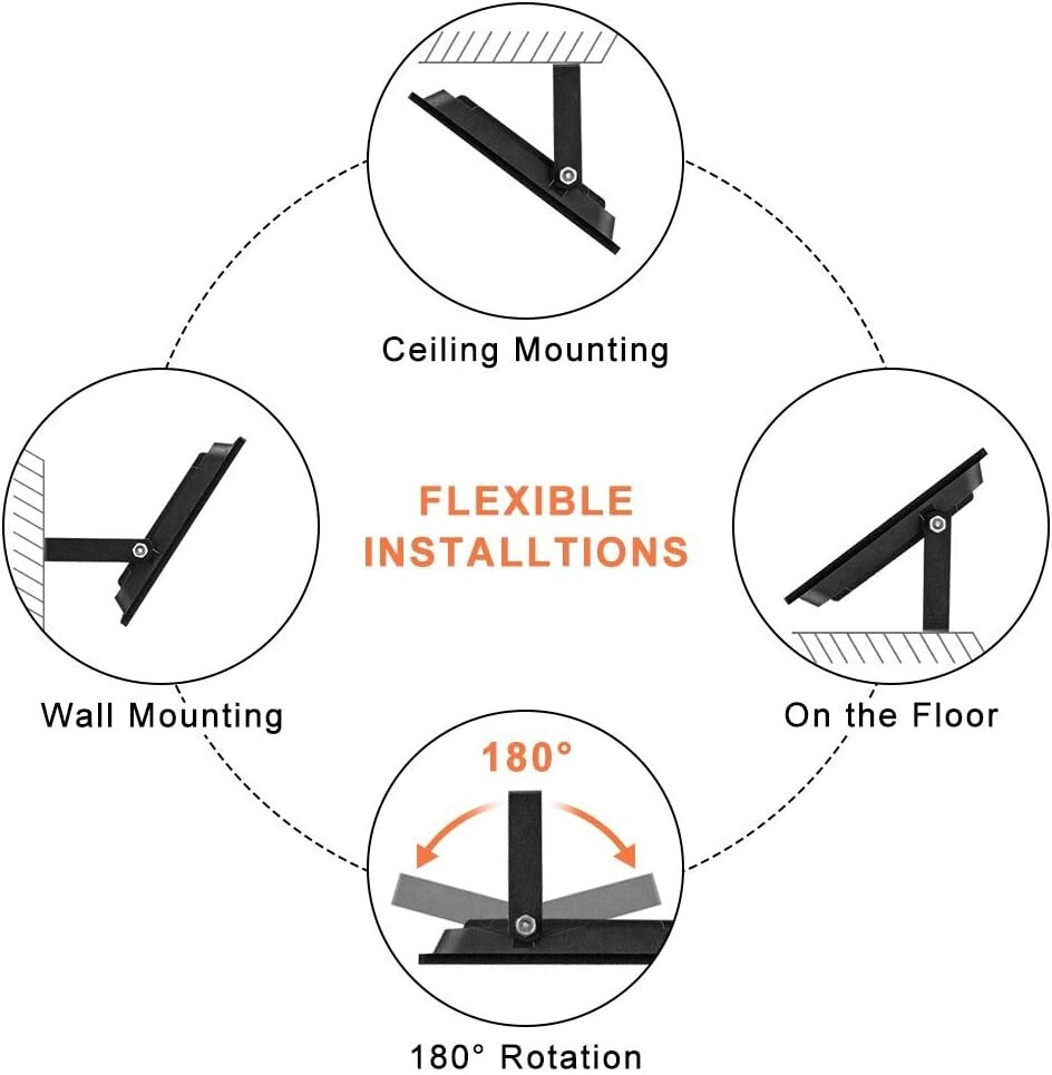 2 Pack 30W Waterproof UV Black Lights with Adjustable 180° Design for Parties