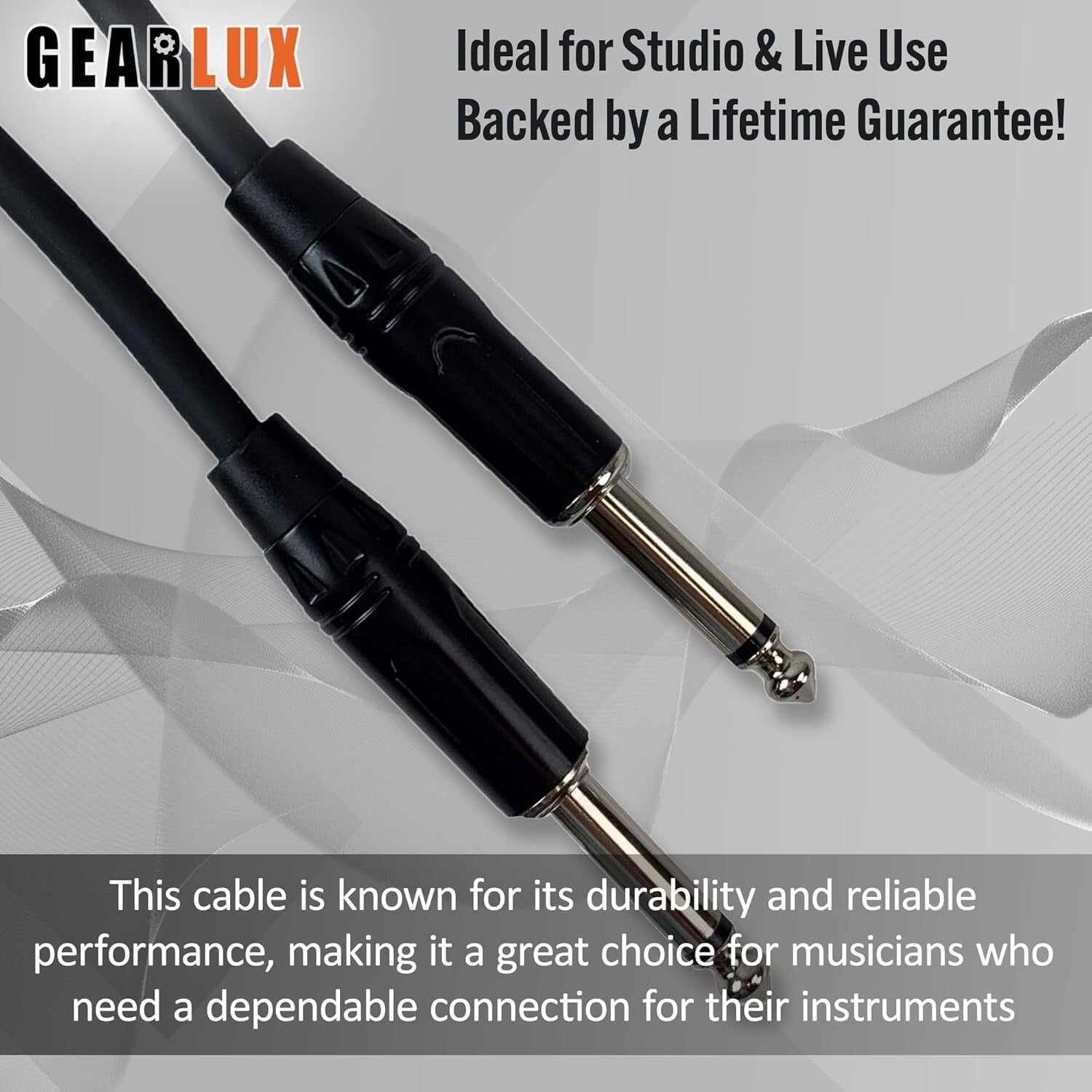 3 Pack Professional 25ft Black Guitar Cables with Straight 1/4 Inch Connectors