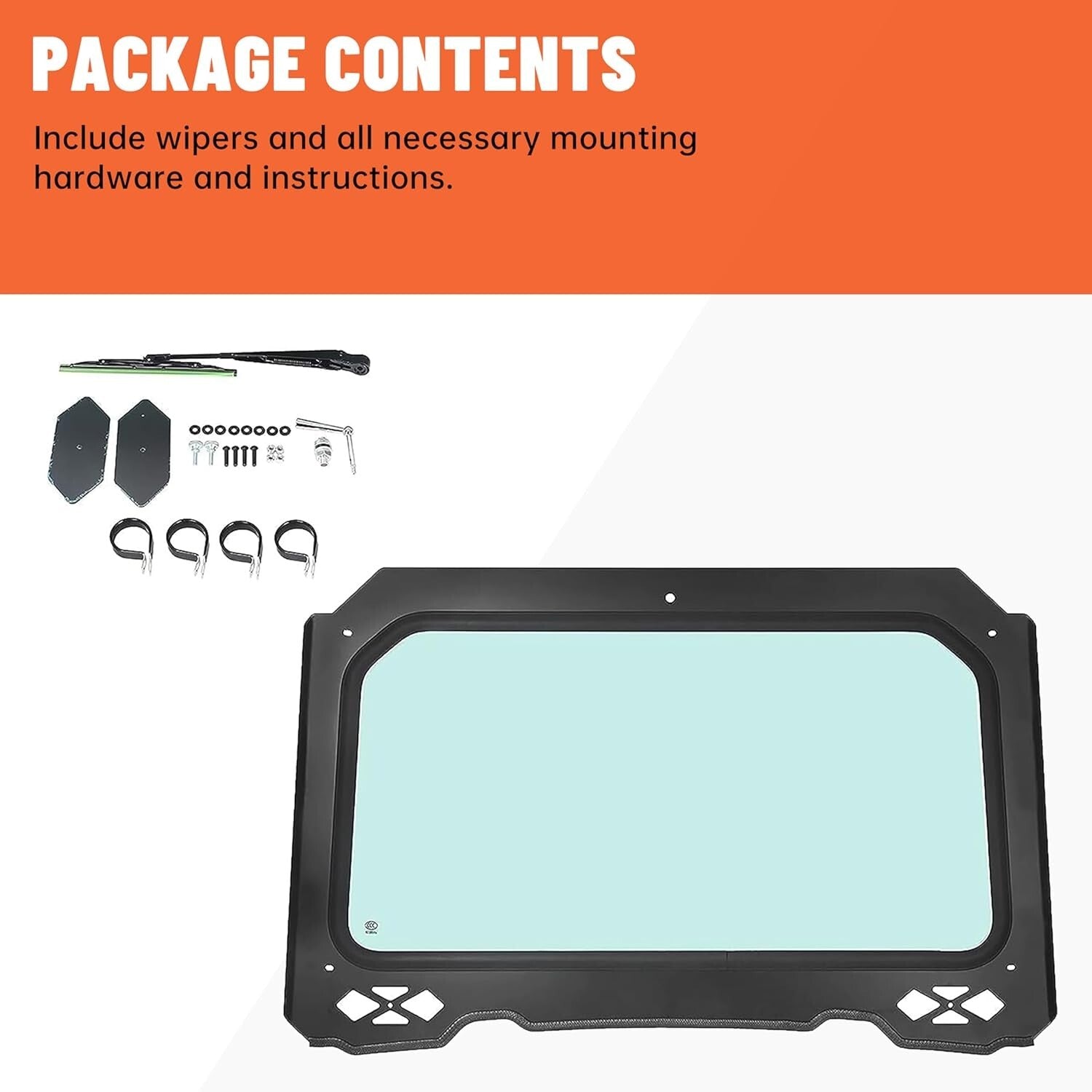 Enhanced Visibility Full Windshield & Wiper for 2014-2018 Polaris RZR XP Turbo