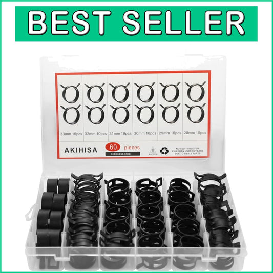 Easy-to-Use 60 Pcs Spring Hose Clamp Assortment - Various Sizes for DIY Projects
