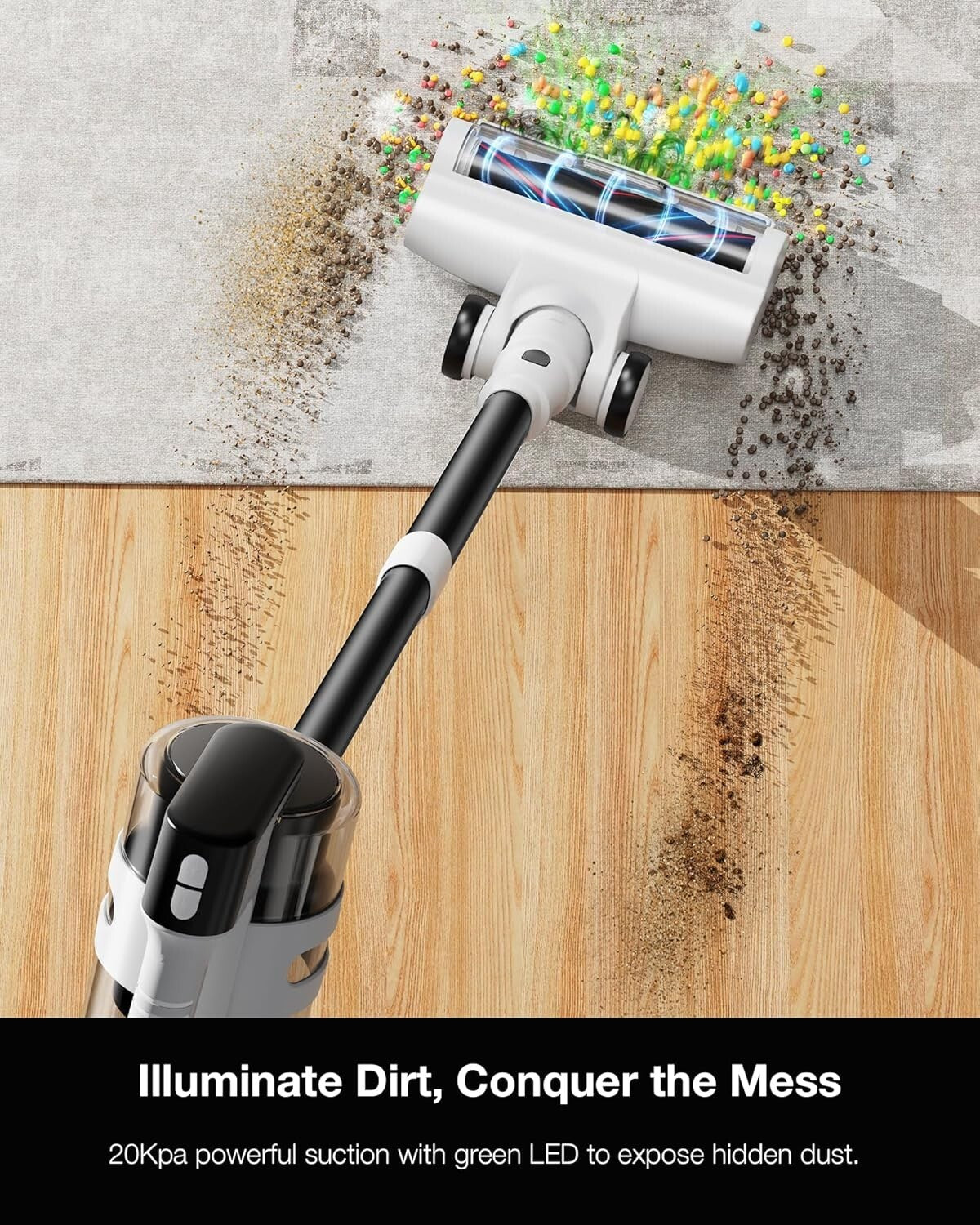 Rechargeable Cordless Stick Vacuum Cleaner for Carpets & Hard Floors, 55 Min Run