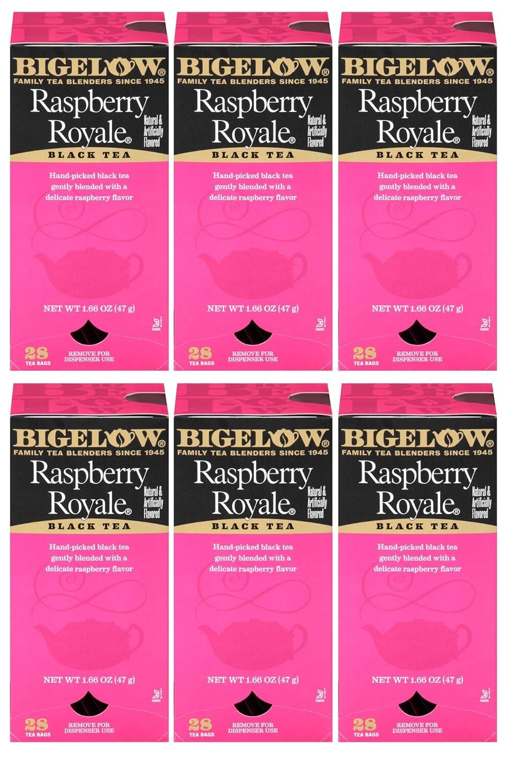 All-Natural Raspberry Royale Tea Bags - 28-Count, 6-Pack - Health-Promoting