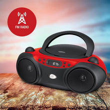 Load image into Gallery viewer, Lightweight Top-Loading CD Player with AM/FM Radio &amp; Batteries - Red/Black