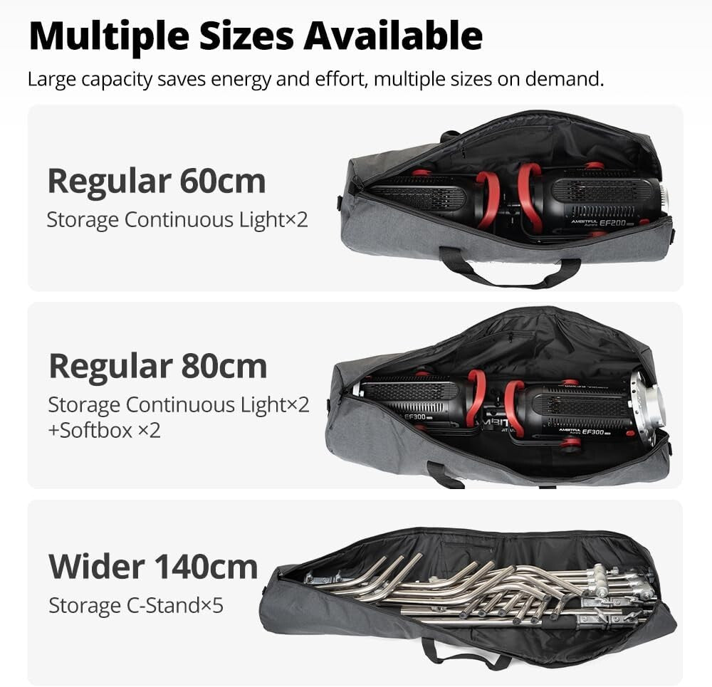 Widened Tripod Carrying Case Bag for Light Stands - Water Resistant & Durable