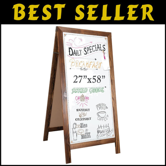 Eye-Catching 58x27 Rustic A-Frame Sign - Double-Sided Menu Board for Outdoor Use