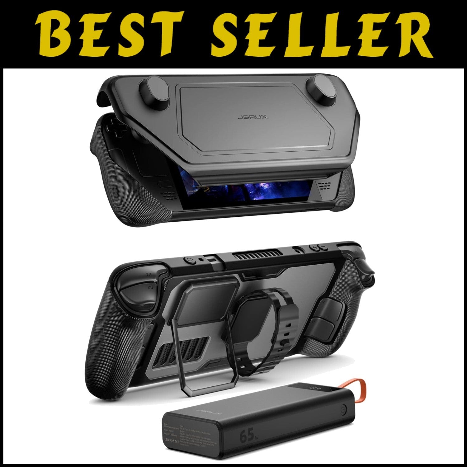 Flexible Modular Case for Steam Deck with Shock-Absorbing Power Bank System