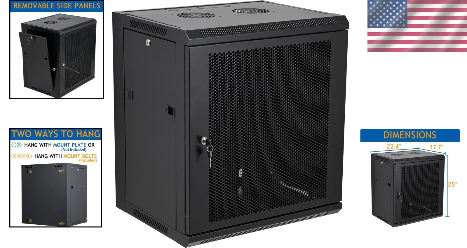 12U Wall Mount Server Cabinet with Locking Door for Secure Network Storage
