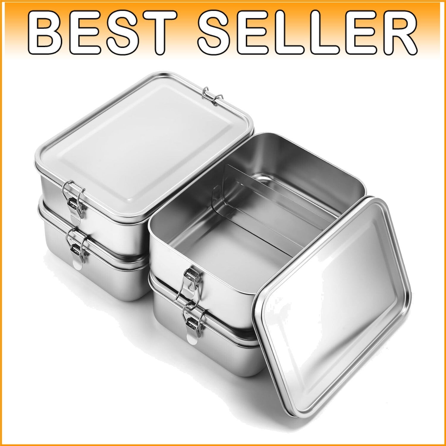 Durable 4-Pcs Leak-Proof Stainless Steel Lunch Set - Perfect for Work & Picnics