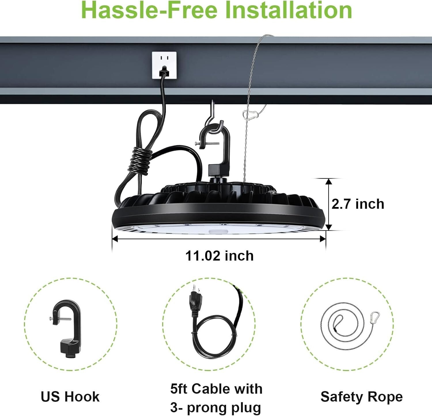 200W LED High Bay Light Fixture - 2 Pack 5000K Waterproof for Garage & Warehouse