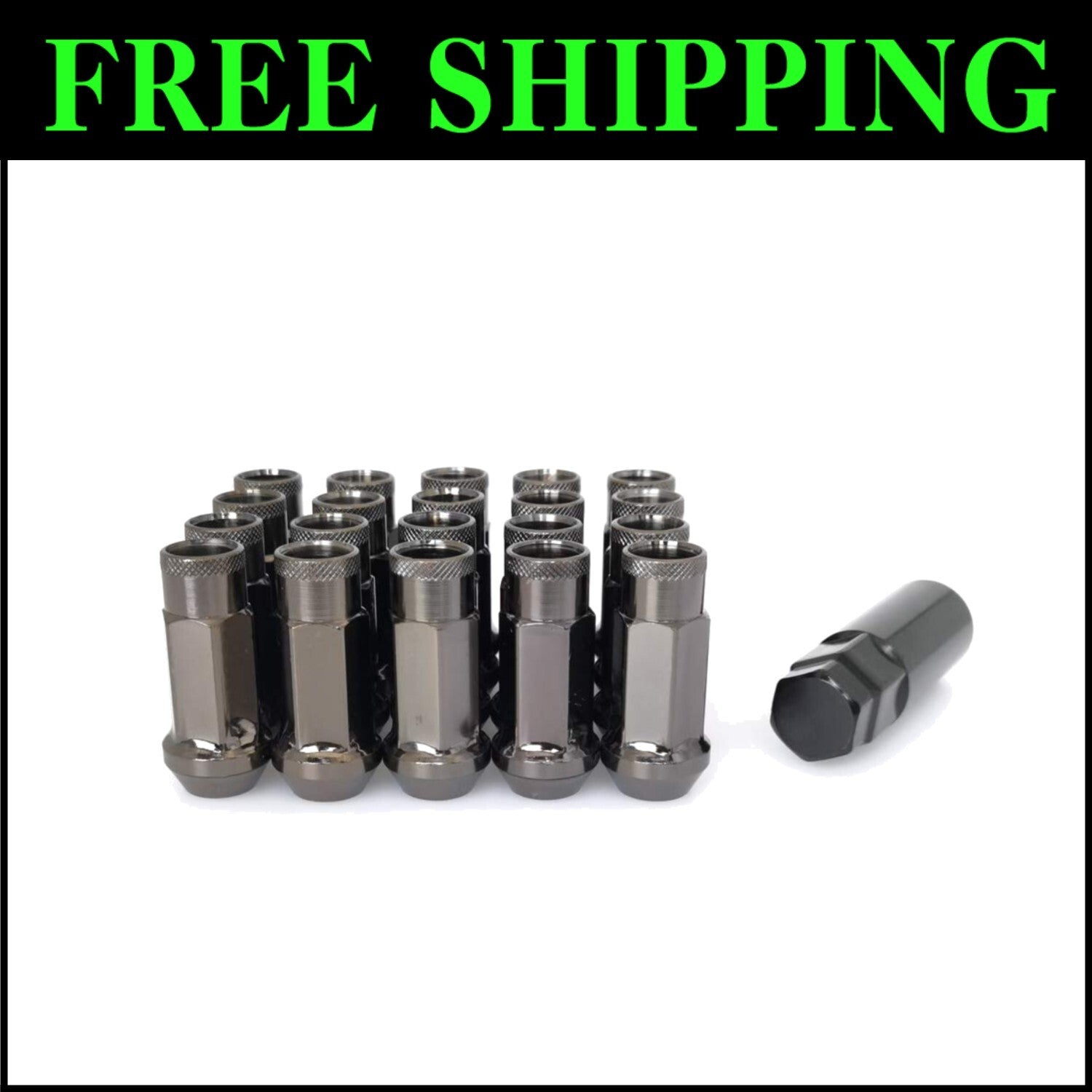 M12x1.5 Titanium Open-End Lug Nuts - 20 Pieces + Socket Key Set for Custom Look