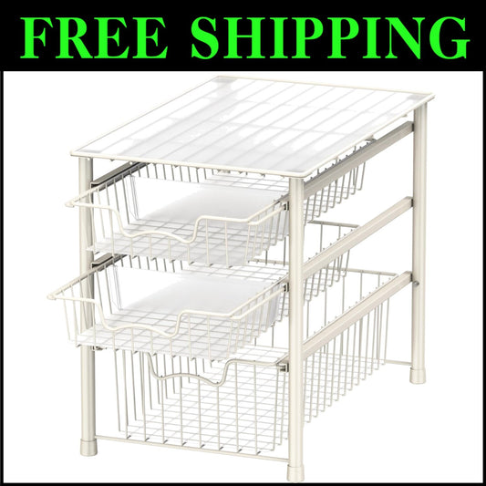Stylish White 3-Tier Sliding Basket Drawer – Perfect for Maximizing Small Areas