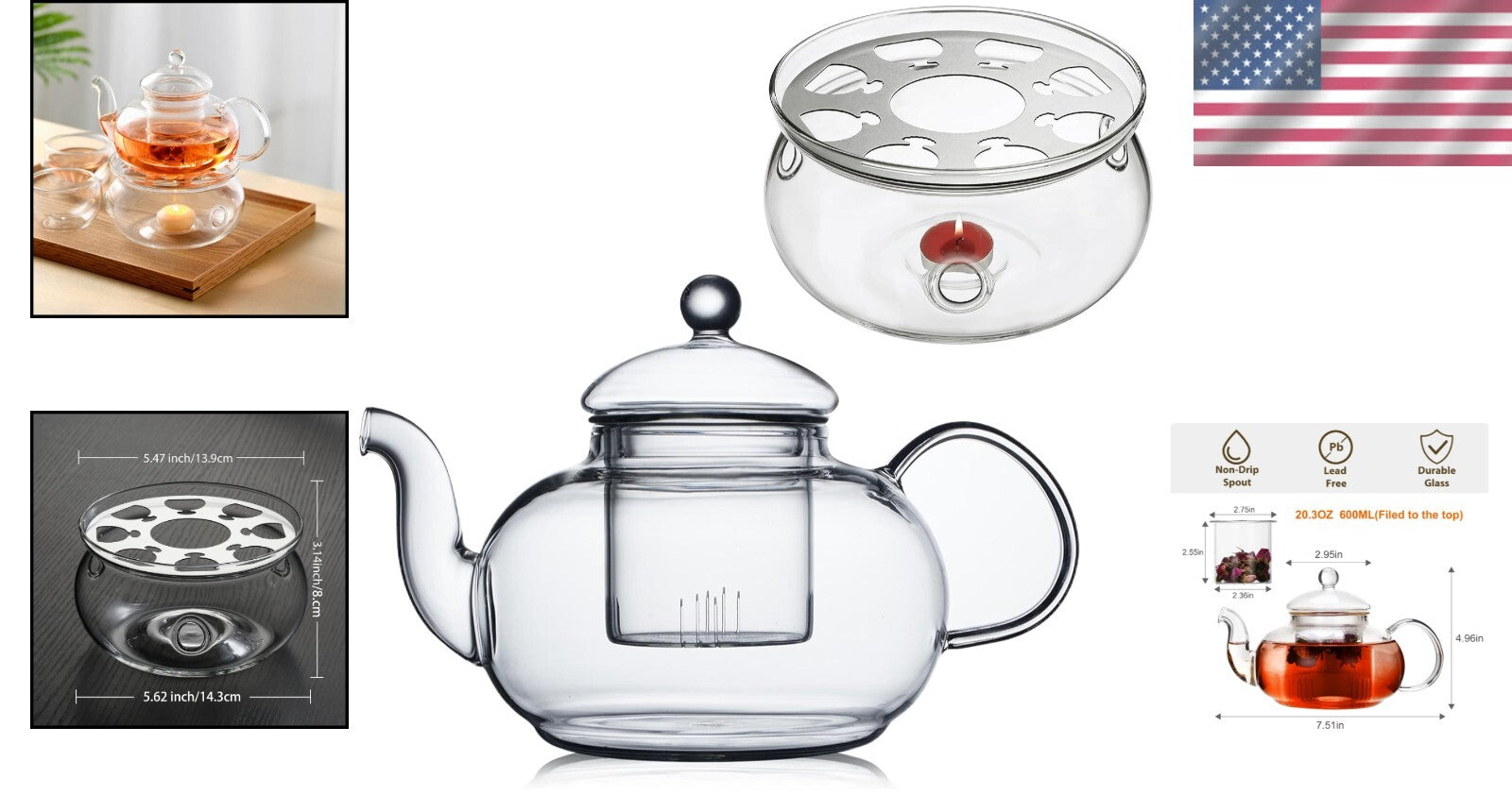 Durable Dishwasher Safe Glass Teapot with Infuser - Ideal Gift for Tea Lovers
