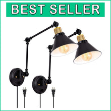 Load image into Gallery viewer, Set of 2 Dimmable Vintage Wall Sconces - Industrial Plug-In &amp; Hardwired Fixture