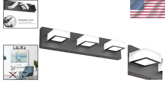 Energy Saving 3-Light LED Vanity Fixtures – Modern Black Bathroom Lighting