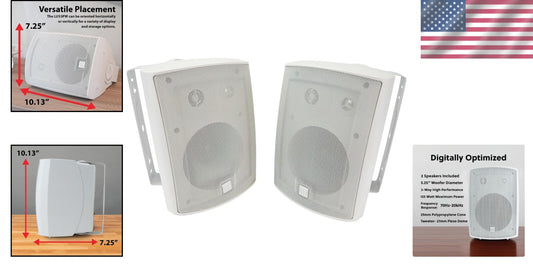 Durable 5.25” 3-Way Speakers for Indoor & Outdoor Use - Elegant White Finish